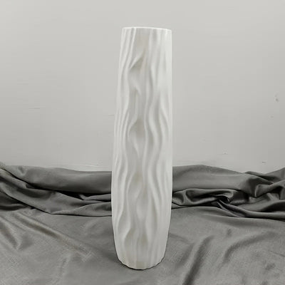 Florero grande de piso, alto y sencillo, de plástico hidropónico imitación cerámica, en blanco y negro, estilo europeo, para arreglos de flores secas, decoración de sala