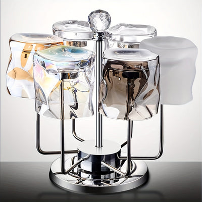 1pc Portavasos de Acero Inoxidable Giratorio, Acabado Pulido, Soporte Multifuncional Volteado para Tazas de Cerámica, Vidrio, Tazas de Té, Soporte de Drenaje para Tazas de Grado Alimenticio, Diseño de Cristal Avanzado para Almacenamiento en Salón