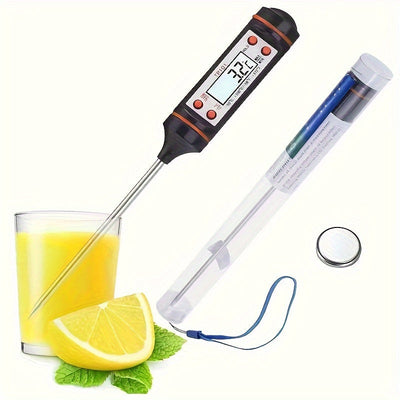 Termómetro Digital de Lectura Instantánea para Carne de 1 Pieza con Sonda - Perfecto para BBQ, Leche y Cocción de Dulces - Gadget de Cocina Esencial