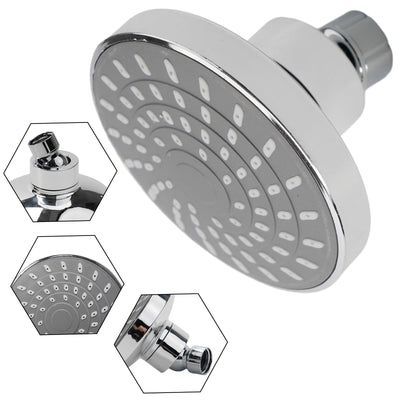 Cabezal de ducha ajustable de lluvia montado en la pared - Grifo de baño portátil giratorio de 360° con varios modos de aspersión, resina ABS duradera y acabado cromado para encierros de ducha modernos, boquilla de alta calidad, instalación sin taladro,