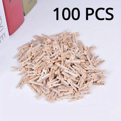 50/100pcs Mini 25mm Clips de Madera Natural para Fotos, Clips para Ropa, Plegadores de Ropa, Clips de Madera para Bodas y Fiestas, Ganchos de Utilidad