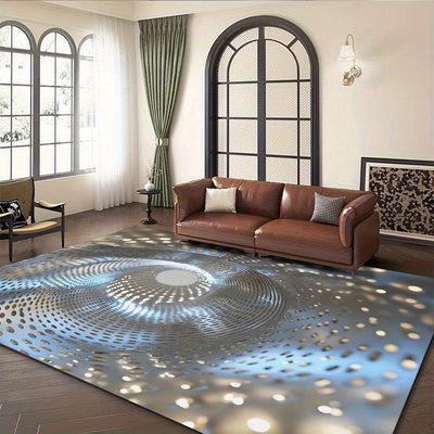Alfombra moderna minimalista de terciopelo con patrón de puntos espirales irradiantes, lavable a máquina y antideslizante, gruesa y absorbente, ultra-suave, adecuada para sala de estar/estancia/entrada, puerta principal/cochera/baño/interior, balcón/uso