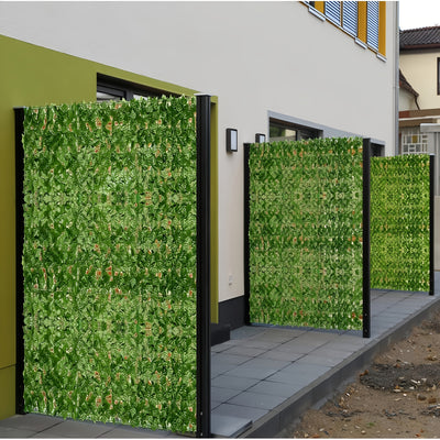 4 Paneles de Hiedra Artificial Resistentes a los UV, 4.0 metros x 50.01 cm, Pantalla Verde Duradera - Ideal para Uso Exterior/Interior: Patio, Jardín, Decoración de Bodas y Fiestas, Sin Mantenimiento, Impermeable, Diseño en Rejilla, Materia Resistente al