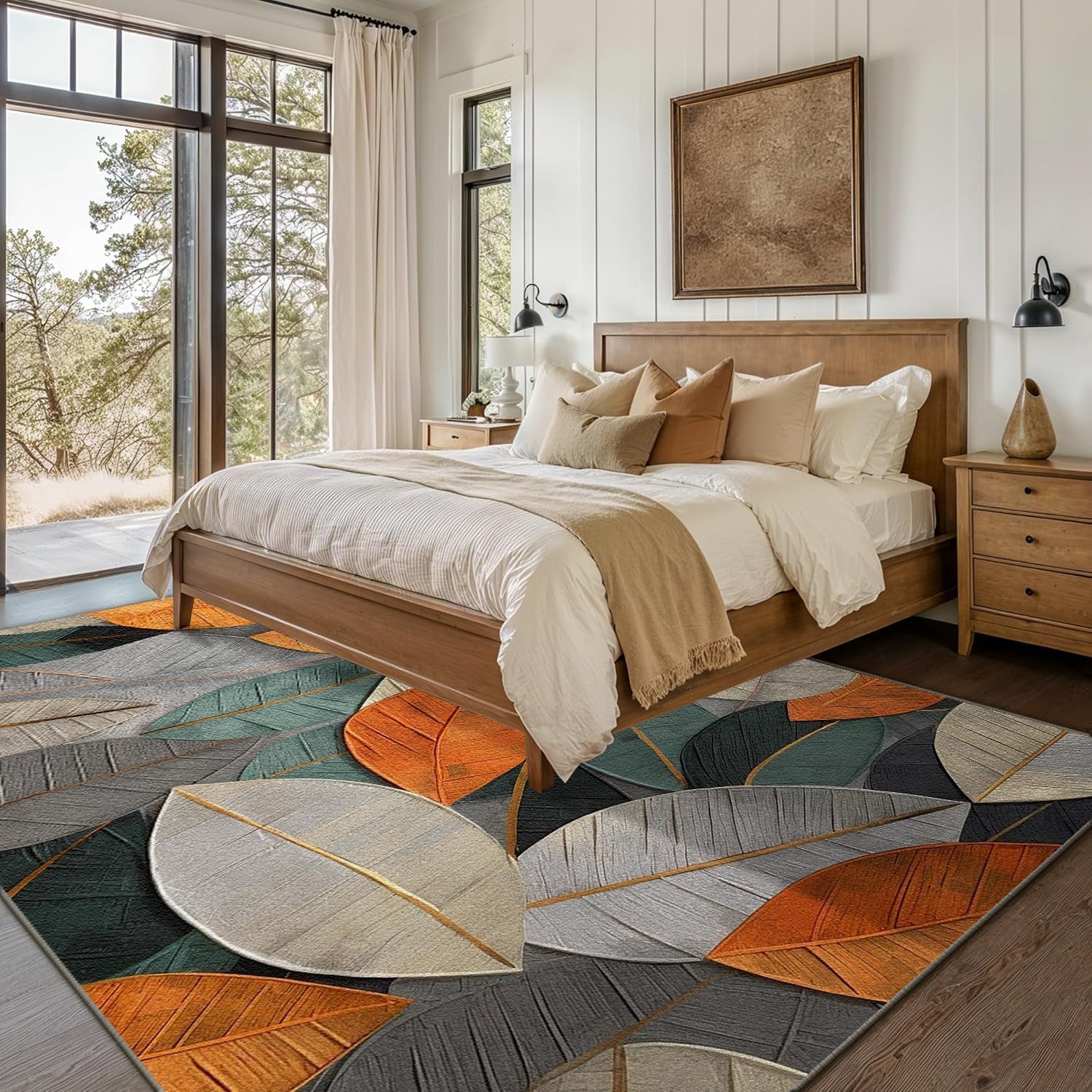 Alfombra de área de terciopelo cristal ultra suave, 800g/m², lavable a máquina, diseño vintage con flores y parches, decoración creativa sin límites, pelo bajo, antideslizante, ideal para sala, dormitorio u oficina, tamaño grande con diseño degradado