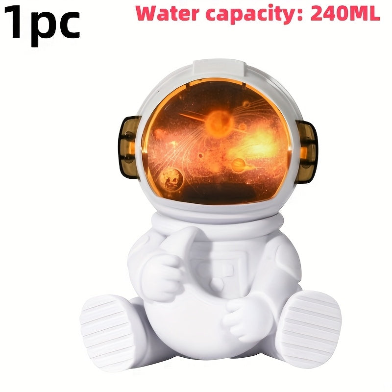 Humidificador portátil mini con diseño de astronauta LED, cara iluminada, alimentación por USB, silencioso y eficiente, capacidad de 8.12 oz, niebla fría para dormitorio, oficina, auto y viajes, humidificador moderno, humidificador ultrasónico