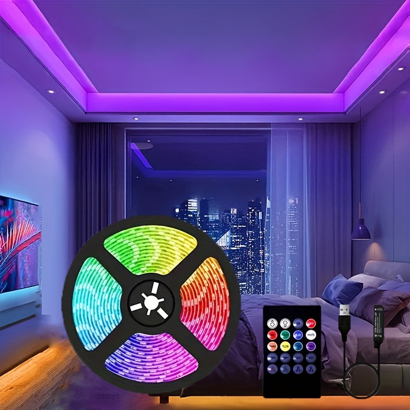 AMILL Tira de Luces LED RGB de 118.1 Pulgadas/300 cm con Control Remoto de 20 Teclas - Cambio de Colores y Regulable, Alimentación USB para Regalos de San Valentín, Decoración de Fiestas, Iluminación Ambiental en el Hogar, Creador de Ambiente Romántico,