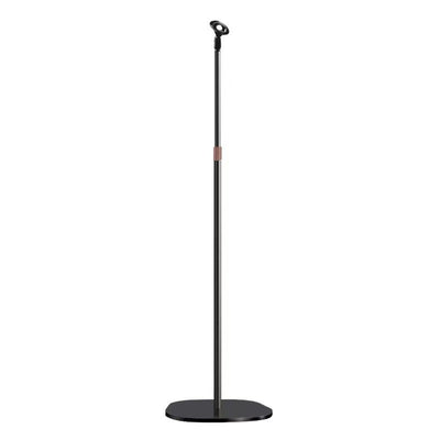 Soporte de micrófono ajustable para voces, discursos y presentaciones, con modificaciones de altura y ángulo.
