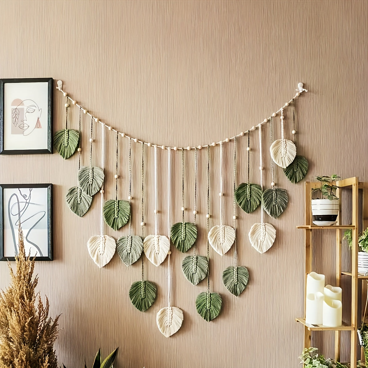 Decoración de pared de caña de abeja Boho Chic - Ligero, duradero y de poliéster, no necesita energía eléctrica - Ideal para dormitorio y sala de estar, estilo de hogar Boho, decoración de hogar Boho
