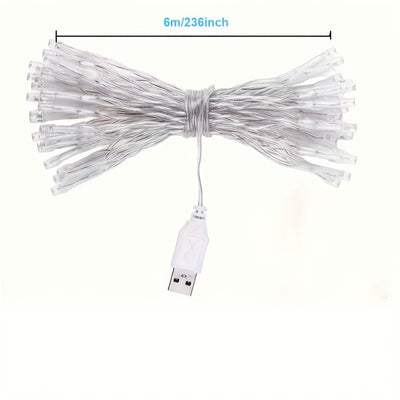 Luces de Hadas LED Blancas Cálidas de 5.99 metros - Luces Parpadeantes con Alimentación USB para Navidad, Bodas y Decoración Exterior, Perfectas para Calles Comerciales y Caminos Florales, Luces para Decoración