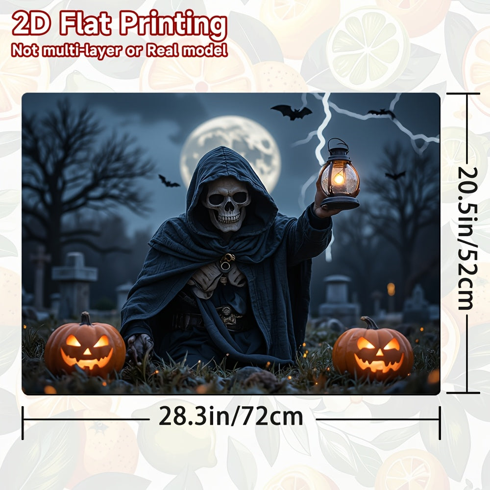 1pc Protector de Estufa para Halloween - Esqueleto con Capucha, Calabazas de Jack-O'-Lanterns, Cocina a Gas/Inducción, Lavadora, Secadora - Resistente a Arañazos y Calor - Cubierta Fácil de Limpiar para Decoración de Halloween - Apto también para Estufas