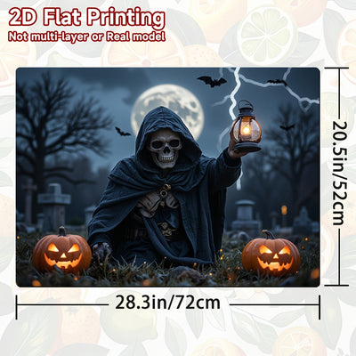 1pc Protector de Estufa para Halloween - Esqueleto con Capucha, Calabazas de Jack-O'-Lanterns, Cocina a Gas/Inducción, Lavadora, Secadora - Resistente a Arañazos y Calor - Cubierta Fácil de Limpiar para Decoración de Halloween - Apto también para Estufas