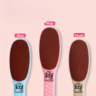 Lima de pie de plástico hipoalergénico con superficie de abrasivo rojo - Herramienta de exfoliación de doble cara para eliminar la piel muerta y callos, ideal para el cuidado del talón y la suela, herramienta de cuidado de pies | Diseño ergonómico | Text