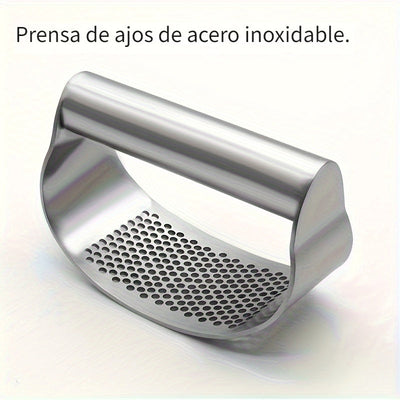 1 pza., Prensa de Ajos, Prensa de Ajos de Acero Inoxidable, Picadora de Ajos de Metal Mecedora, Trituradora de Ajos Lavable, Picadora de Ajos de Cocina, Machacador de Ajos, Utensilios de Cocina, Accesorios de Cocina