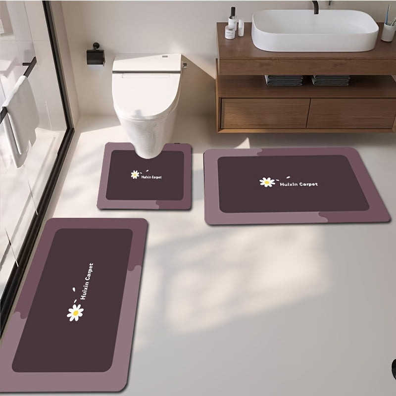 Conjunto de 3 piezas: alfombra de inodoro, alfombra de suelo, alfombra de fregadero, alfombra de entrada y alfombra de bañera. Diseño antideslizante y cómodo. Fácil de lavar y disponible en varios colores. Conjunto absorbente y duradero. Accesorios de de