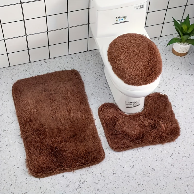 Conjunto de 3 Alfombras Suaves y Acolchadas para Interiores, Alfombra de Lujo Moderna, Absorbente, Antideslizante y Adecuada para Baño, Decoración del Hogar, Tapetes