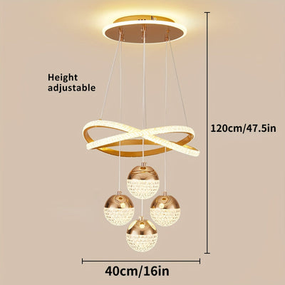 Lámpara colgante LED dorada moderna, regulable, acabado metálico pulido, con hardware de instalación, para comedor, isla de cocina, sala de estar, dormitorio - Conectada eléctricamente, 110V-240V, solución de iluminación para islas | Lámpara de techo ele