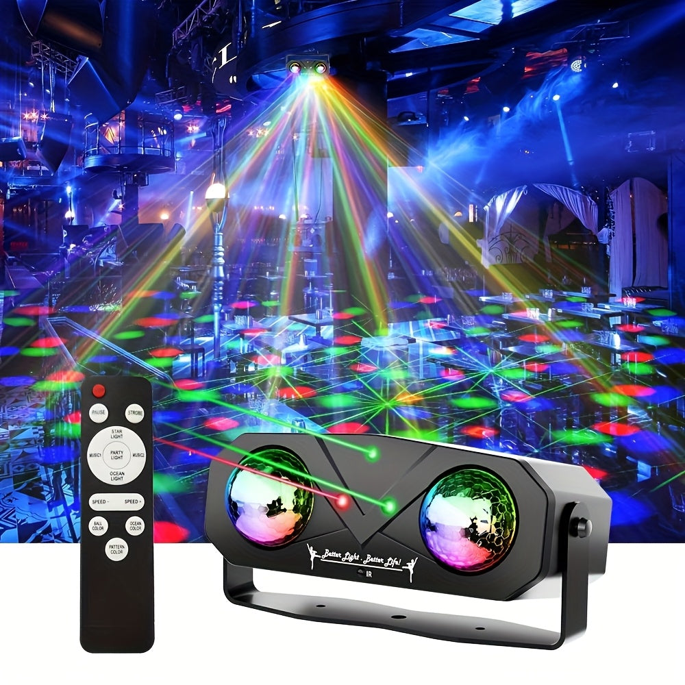 Luces DJ para fiestas con control remoto, activadas por sonido, alimentadas por USB, multicolor, con proyector láser y bola de discoteca, decoración para hogar, eventos, Navidad, Halloween, decoración festiva, iluminación elegante, rendimiento confiable,