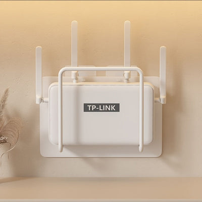 Soporte para Enrutador de Montaje en Pared sin Taladro de Fácil Instalación - Elegante Hierro Fundido Blanco, Estante de Almacenamiento Multiusos para Sala de Estar y Más, Colocación de Cajas, Estante Wifi, Estantes