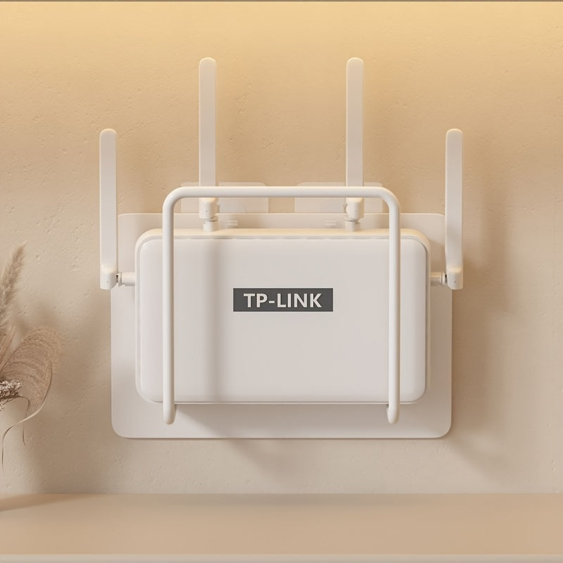 Soporte para Enrutador de Montaje en Pared sin Taladro de Fácil Instalación - Elegante Hierro Fundido Blanco, Estante de Almacenamiento Multiusos para Sala de Estar y Más, Colocación de Cajas, Estante Wifi, Estantes