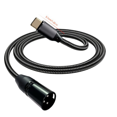 Cable de micrófono XLR, USB-C a macho XLR, forma redonda, conector flexible, cable Ethernet Cat5e, macho a macho, para amplificadores, altavoces, mezcladores - Compatible con iPhone