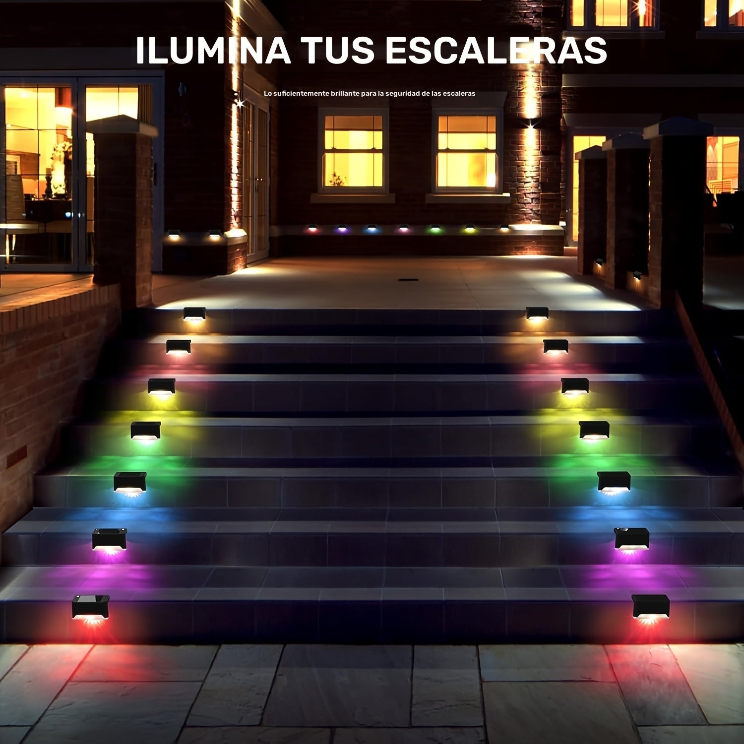 16 juegos de luces solares cambiantes de color para terrazas, luces solares para patios, paredes y bordes de piscinas, terrazas exteriores, barandillas, escaleras, pasos, cercas, luces LED para decoraciones navideñas, festivas y de Año Nuevo