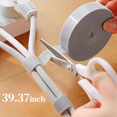1 Rollo de Cintas de Sujeción Reutilizables - Cinta de Sujeción Multiusos para Organización de Cables, Gestión de Cables y Almacenamiento - No Requiere Batería