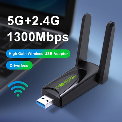 OEKE-WiFi6 Adaptador de red, Adaptador de red inalámbrico USB 1300Mbps, Antena de banda dual de alta ganancia incorporada, Compatible con 5G/2.4G, Este adaptador inalámbrico viene con controladores, Compatible con Windows 10/11/8.1/7, Puede ser activado