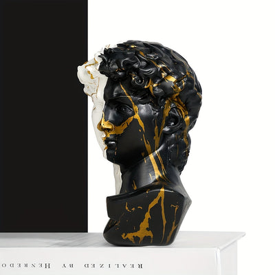 1 Pieza de Busto Abstracto de David en Resina - Diseño Dividido con Mármol Dorado y , Decoración Moderna para Sala u Oficina, Adorno Contemporáneo para Bodas, Artesanía Artística, Arte Decorativo, Regalo Ideal