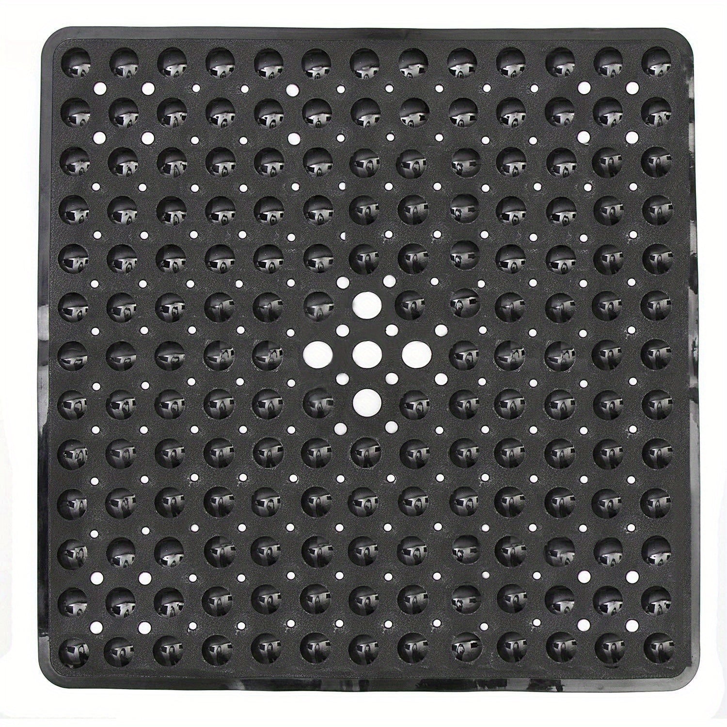 Alfombrilla de Baño Cuadrada de 1 pieza, Antideslizante con Orificio de Drenaje y Ventosas de Gran Capacidad de Absorción, Fácil de Limpiar, Lavable en Máquina, 53.34x53.34cm, Alfombra para Ducha, Alfombra para Bañera, Decoración del Hogar