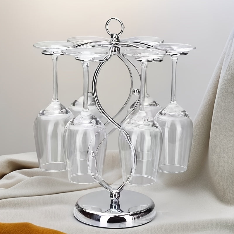 Portavasos de Vino Estilo Europeo Minimalista con Soporte para 6 Botellas Colgantes y Base Resistente - Ahorra Espacio en Encimeras y Armarios, Decoración Sofisticada para Cocina o Comedor