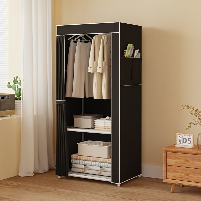 1 caja de almacenamiento portátil para armario - Montaje rápido, estructura de acero resistente y tela no tejida duradera, organizador plegable de varias capas con puerta transparente para espacios pequeños, dormitorios, apartamentos - Solución de almace
