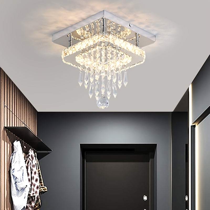 1 lámpara moderna de lujo ligero cuadrada/redonda LED con luz variable tricolor para pasillo, balcón y dormitorio sin interruptor/controle remoto