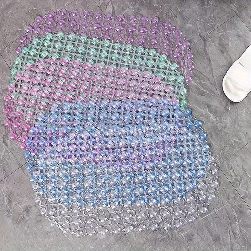 1pc, Alfombra de baño ovalada de PVC antideslizante, pelo bajo, solo lavado a mano, alfombra de baño navideña, hecha a máquina, respaldo de plástico, 547,14 g/m², 0,4 cm de grosor
