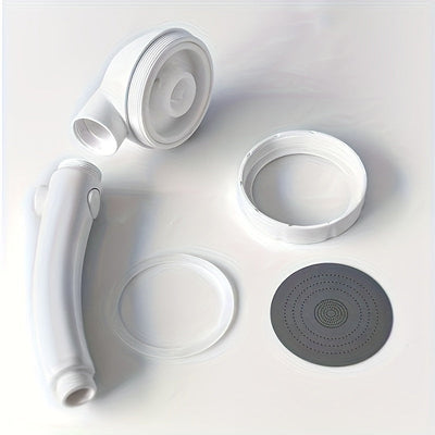Cabezal de ducha de mano de alta presión con 3 modos, diseño redondo de plástico, configuración de lluvia, anti-obstrucción, control de temperatura fácil, adecuado para calentadores de agua en el baño, color blanco.