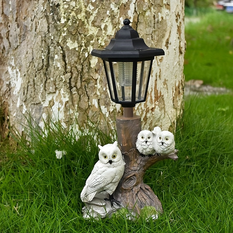 1 pieza de Estatua de Búho con Energía Solar - Lámpara Decorativa para Jardín de Resina con Detalles de Plumas Realistas, Iluminación Ambiente Exterior para Patio, Balcón o Jardín, Regalo Perfecto para Amigos y Día de la Madre, Decoración Hogareña de Búh