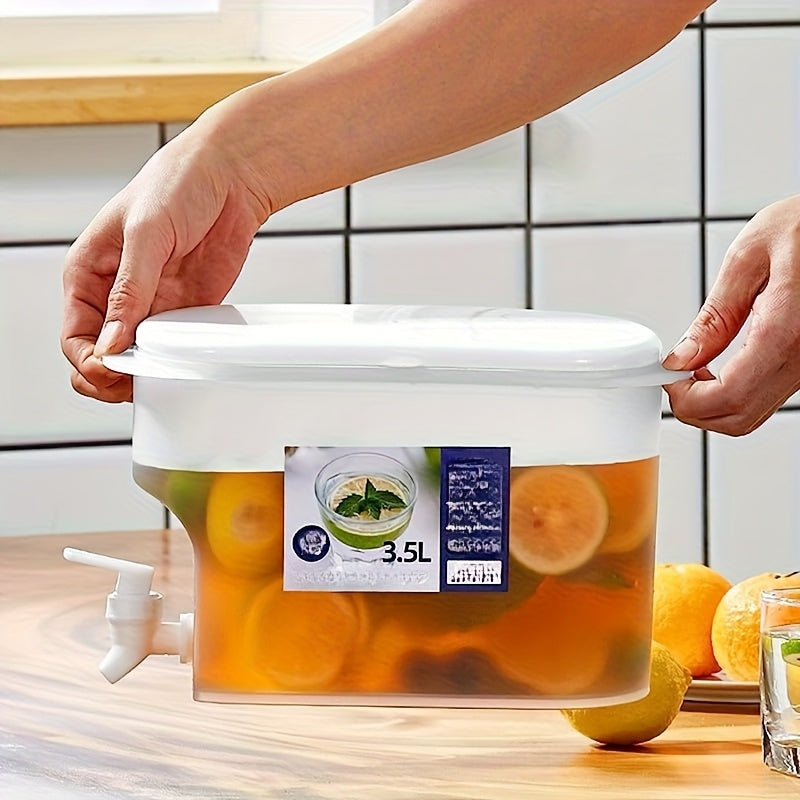 Botella de agua fría de refrigerador de gran capacidad con grifo - Cubo de bebidas resistente a altas temperaturas, adecuado para té helado, jugo y refresco, perfecto para cocina y bar, diseño impermeable, grifo fácil de verter, multiusos, regalo ideal p