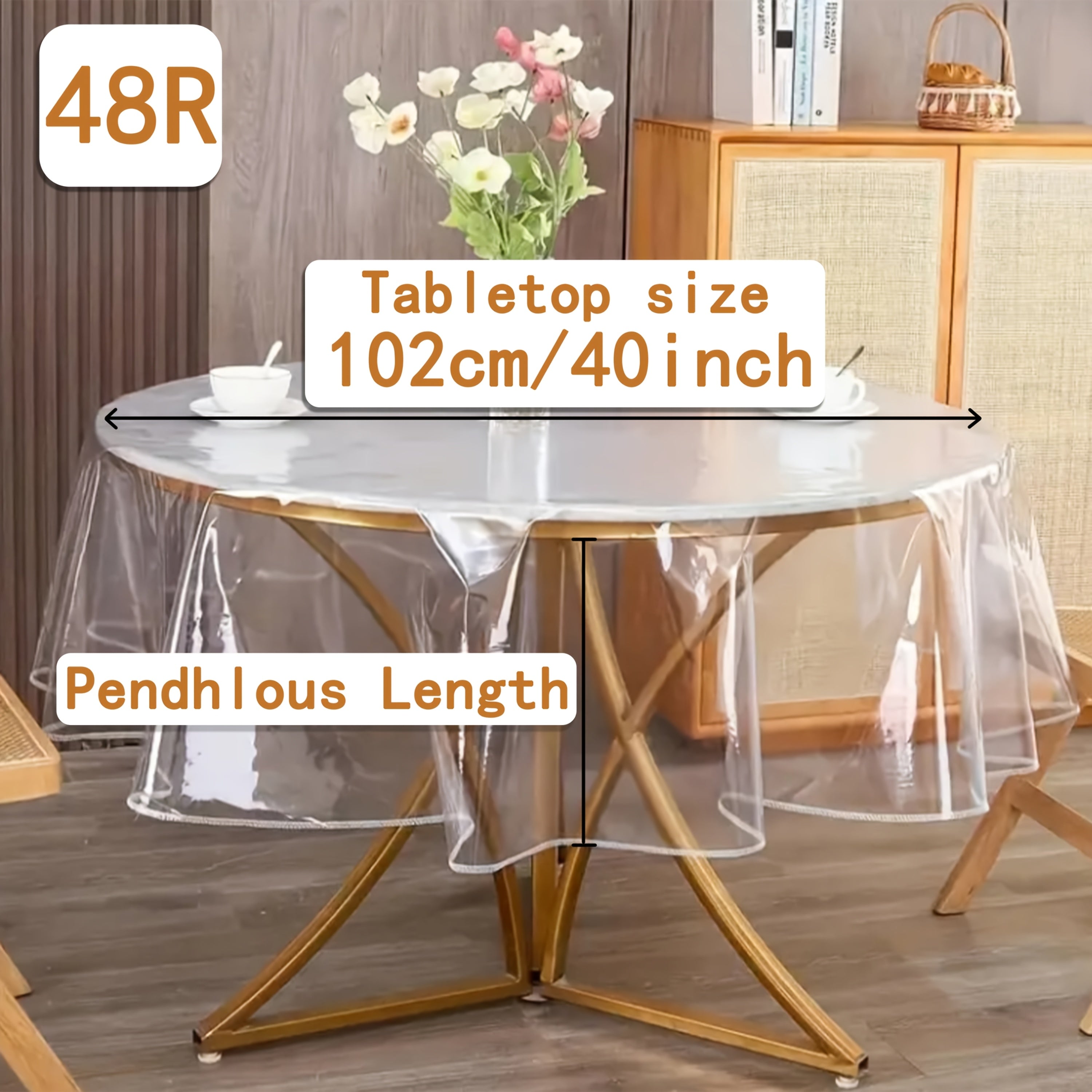 1pc Mantel Redondo Transparente de Vinilo, y Cubierta de Mesa de Plástico, Fácil de Limpiar para Comedor en Casa, Decoración de Restaurante, Banquete - Color Sólido, Hecho a Máquina, Manteles