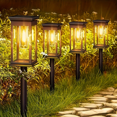 Dos Paquetes de Luces Solares para Paisajes con Luz Cálida, Iluminación Decorativa para Caminos y Jardines IP54, Lámpara Ambiental Exterior
