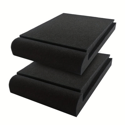 Un par de almohadillas insonorizantes de 27,99 cm × 19,0 cm × 3,99 cm para altavoces, diseñadas para reducir las vibraciones y ecos de los altavoces, lo que ayuda a mejorar la calidad del sonido.