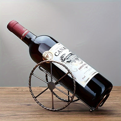 Soporte para botellas de vino de mesa de metal - Estantes decorativos de estilo vintage para accesorios de cocina y bar en el hogar con función de almacenamiento de una sola botella