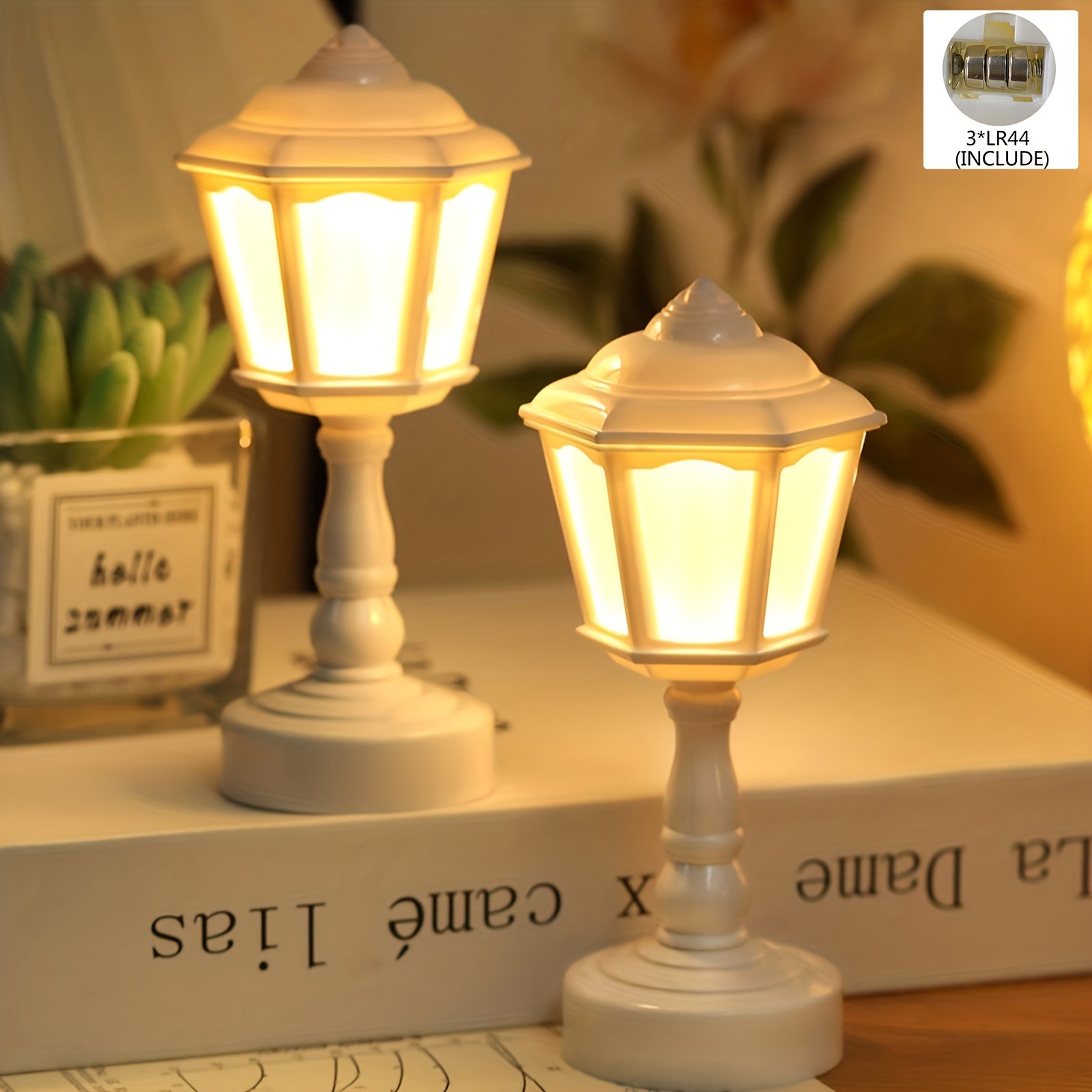 1 Unidad, Lámpara De Calle En Miniatura Con Luz De Noche, Retro, Para Decoración De Escritorio De Interior, Decoración De Mesita De Noche De Dormitorio, Para Decoración Navideña