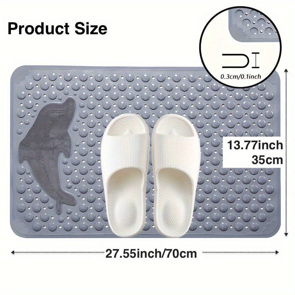1pc Alfombra Antideslizante para Baño, Tapetes de Ducha con Ventosas, Alfombrilla Anti-Caída Lavable a Máquina con Agujeros de Drenaje, Alfombra de Masaje para Pies en la Ducha, Alfombra Doméstica para Suelo con Ventosas