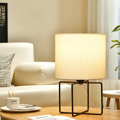 1pc Lámpara de mesa LED de tela de estilo nórdico moderno, luz cálida alimentada por USB con control de interruptor, luz ascendente de metal para decoración del hogar, dormitorio, sala de estar, regalo ideal para diversas ocasiones.