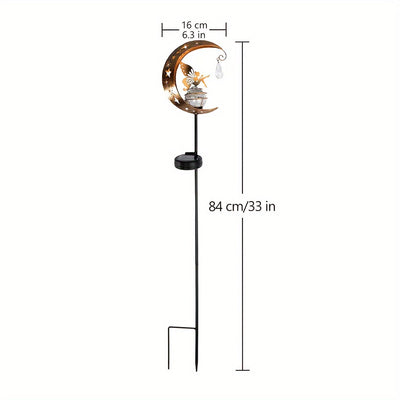 Linterna Solar de Jardín Hada Decorativa, Estatua Lunar para Exteriores, Luz Artística para Patio y Césped con Energía Solar, Decoración IP65