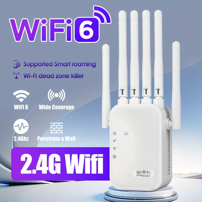 Momotor - Amplificador de Señal WIFI 2525WIFISignal Extender - 2.4GHz - Refuerzo de Señal WIFI - Banda Alta Velocidad, Compatible con WIFI-6, Potente con 6 Antenas - Ideal para Hogar, Centros Comerciales y Cafeterías