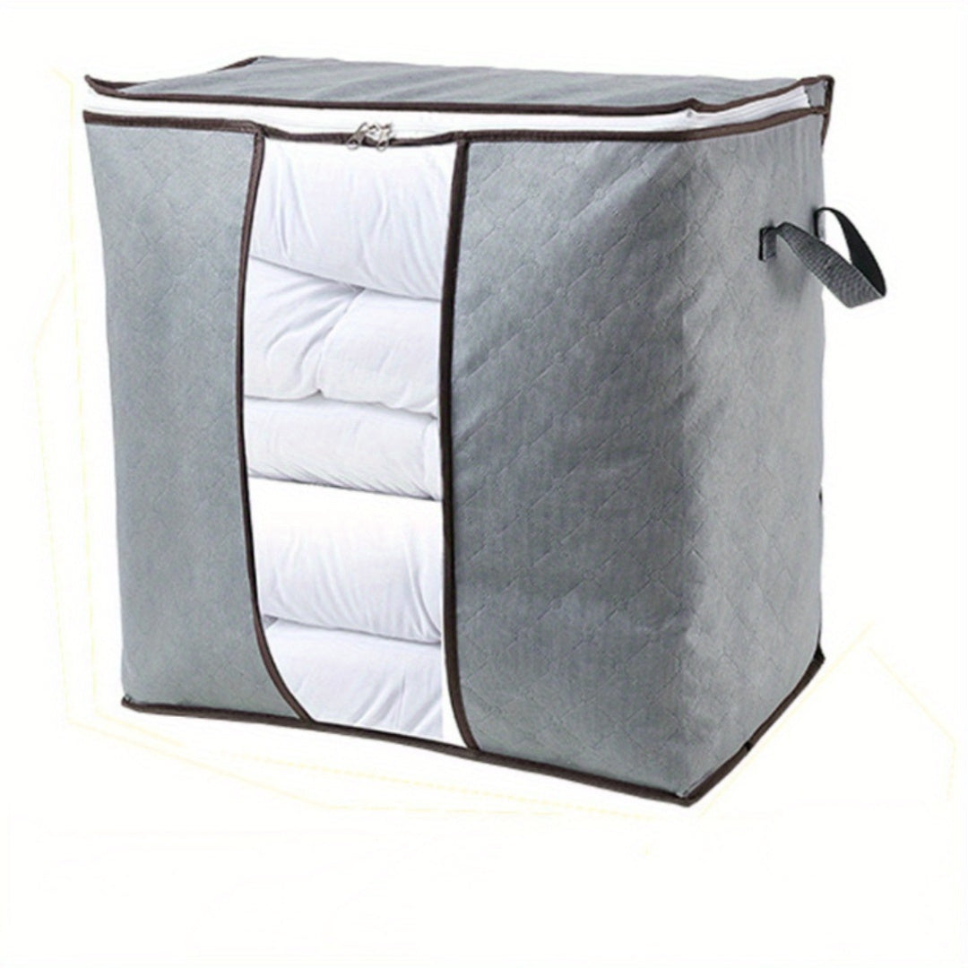 1pc Caja de almacenamiento de tela no tejida de gran capacidad, organizador portátil con cremallera que ahorra espacio para ropa, contenedor de decoración de interiores.