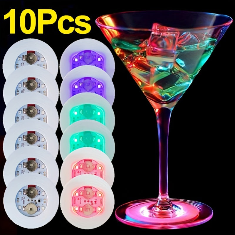 1/5/10pcs Luces de Posavasos LED - Pegatinas Luminosas para Botellas de 6cm con Iluminación Multicolor (Blanco, Rojo, Azul, Verde, Colorido) para Navidad, Bar, KTV, Boda, Fiesta, Vasos de Cóctel y Decoración de Jarrones, Alimentadas por Pilas, Luces de D