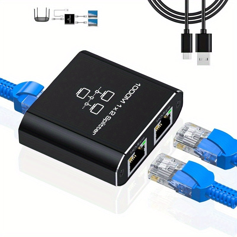Divisor de red Ethernet de alta velocidad de 4 puertos 1000 Mbps, alimentado por USB con conector RJ45 y cables Cat5/5e/6/7/8, Internet de gigabit para 4 dispositivos conectados simultáneamente, conectividad de red, conectividad versátil, accesorio moder