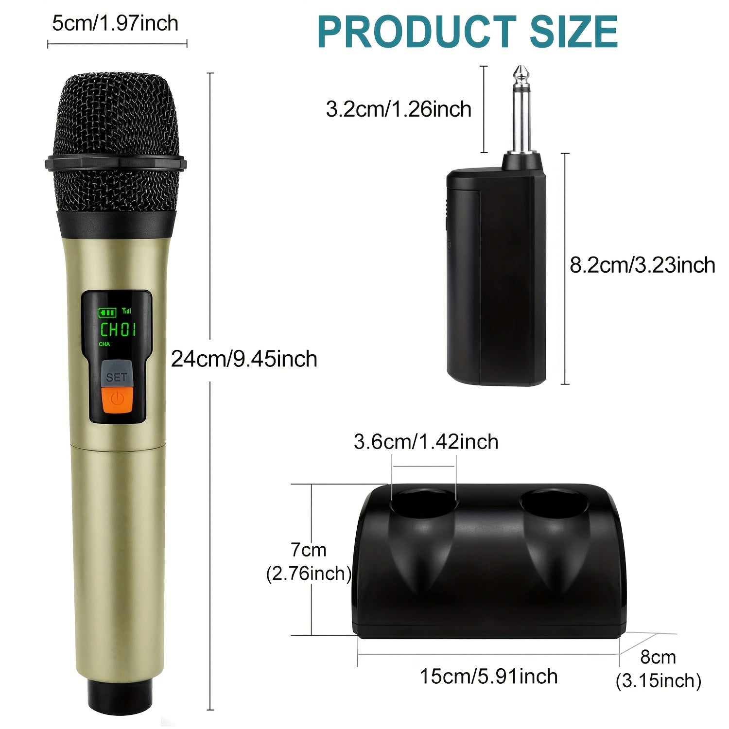 Micrófono inalámbrico E2 con adaptador de 3,5 mm, batería de litio recargable, alimentado por USB 2,4 GHz, incluye soporte de almacenamiento y clip, diseño compacto para actuaciones en vivo, micrófono inalámbrico para actuaciones, diseño elegante de micr