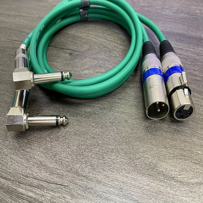 Cable de Audio de Alta Calidad de 6.5mm Macho a Hembra con Conector de Ángulo Recto - Esencial para la Afinación de Micrófonos, Fiestas y Eventos Festivos, Cable Coaxial Verde Duradero